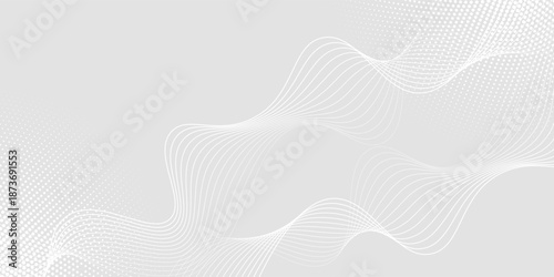 Futuristic gray white abstract background. shining wave lines pattern for banner, wallpaper, Design simple art
