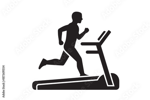 Person running on treadmill fitness icon silhouette vector illustration on white background