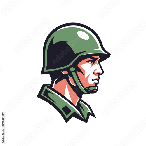 Military Soldier Profile Icon - Warrior Headshot Illustration