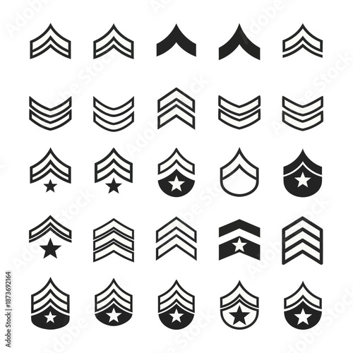 Military Rank Insignia Collection: Chevrons, Stripes, and Stars