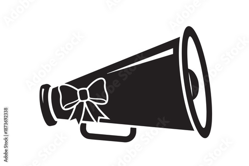 Megaphone and ribbon black silhouette vector illustration