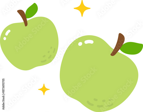 Cute Green apple Cartoon Illustration