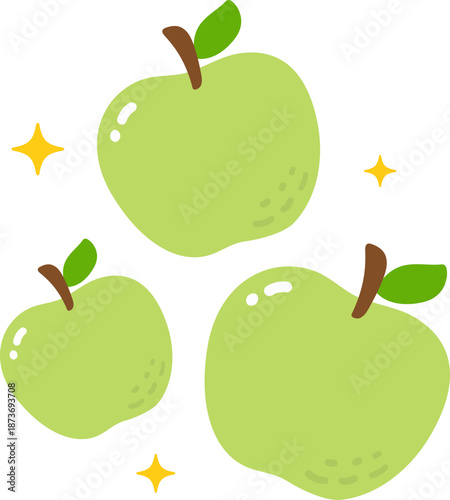 Cute Green apple Cartoon Illustration