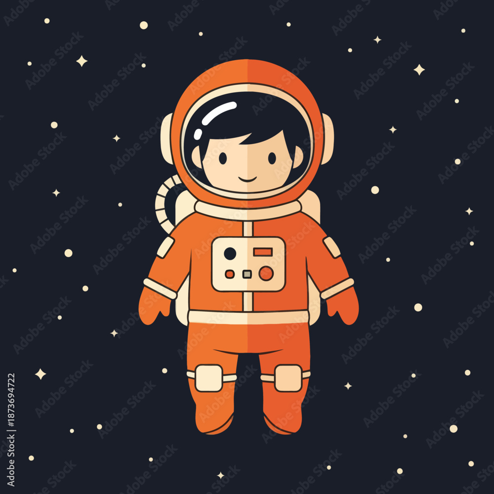 Fototapeta premium Cute Astronaut Floating in Starry Space