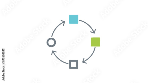 Colorful Shapes in Circular Process Diagram.