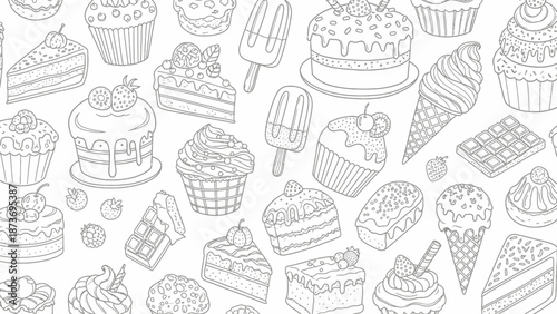 Assorted Desserts and Sweets Illustration Collection.