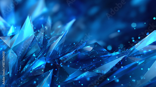 Abstract of sparkling ice crystals in shades of blue and cyan