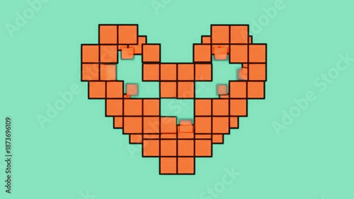video game heart pixelated Flat 2D vector outline illustration Solid flat colors only