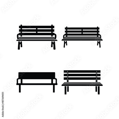 Street bench urban furniture silhouette icon