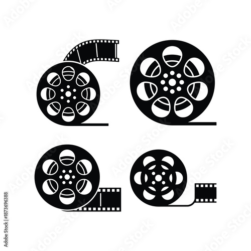 Movie film reel silhouette icon