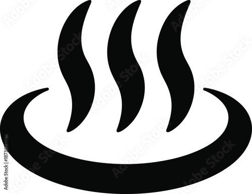Japanese Onsen Icon Representing Hot Spring Bathing Culture With Steam Waves Symbolizing Relaxation Wellness Spa Treatment And Traditional Oriental Thermal Water