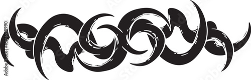 Tribal tattoo design with swirling black curved lines pattern