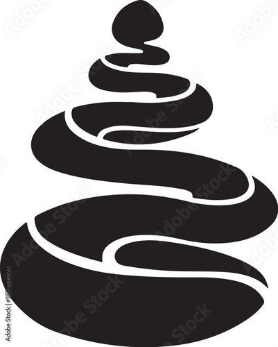 Minimalist Black and White Zen Stone Stack Illustration Design
