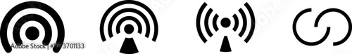 WiFi wireless internet signal icon isolated black symbol representing connectivity network communication technology hotspot vector illustration design
