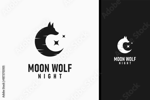 Moon wolf logo symbol icon design