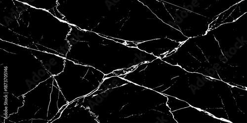 Abstract black marble texture with dramatic white lightning-like veins and cracks. High-contrast natural stone background, elegant and modern, ideal for luxury design, wallpapers, branding, and print 