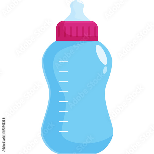 Blue Baby Bottle with Pink Cap and Measurements