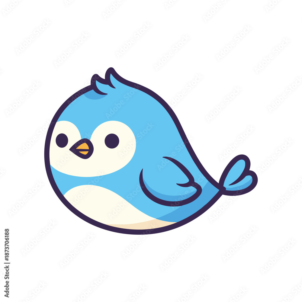 Fototapeta premium Blue Bird Cartoon Vector Illustration