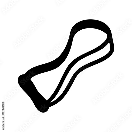 Black resistance band on white background used for strength training exercise