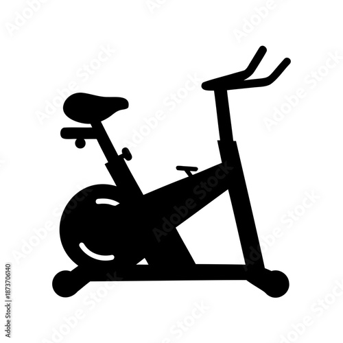 Silhouette of a stationary exercise bike for indoor fitness workout