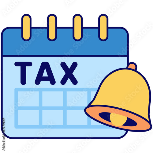 Tax calendar and reminder bell for tax deadlines. Suitable for business, finance, accounting, and taxrelated concepts. Perfect for tax season.