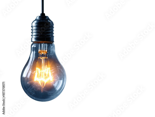 Vintage Style Light Bulb Hanging Against Dark Background