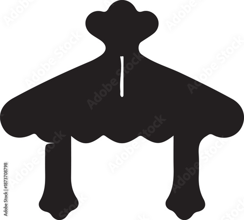 Black silhouette of a mushroom on transparent background fungus icon shape nature botany mycology organism spore stem cap simple flat design element illustration graphic symbol