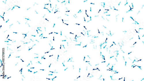Abstract Blue Sprinkles Falling Background on White