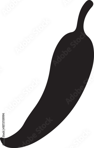 Black chili pepper silhouette on transparent background spicy food ingredient cooking hot flavor aroma cuisine mexican indian asian spice vegetable fruit icon shape flat design