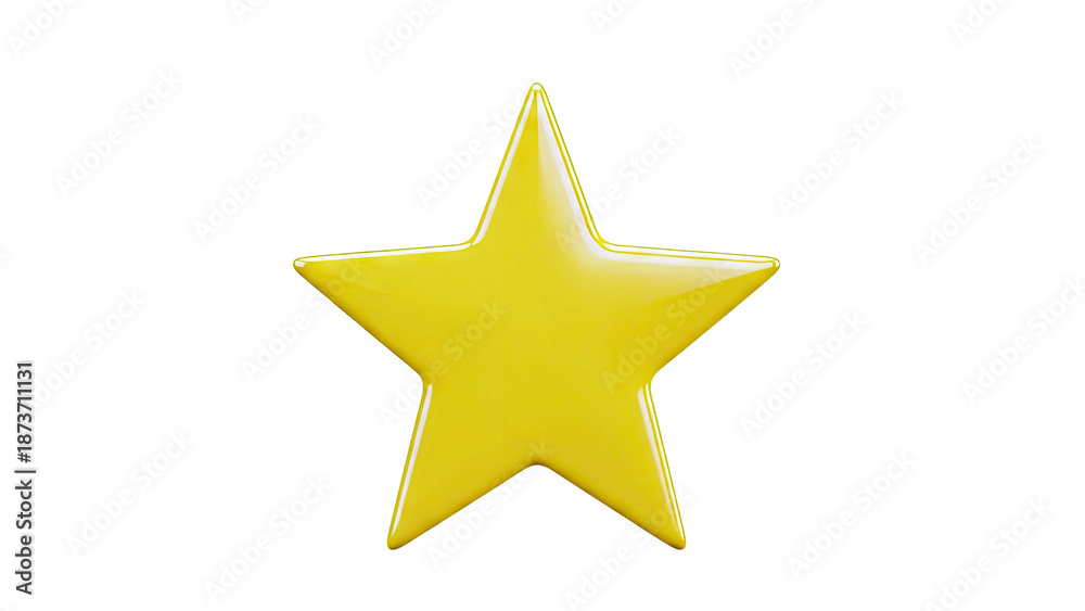 Obraz premium 3D Rendered Yellow Star on White Background