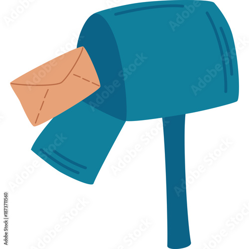 Blue mailbox with envelope