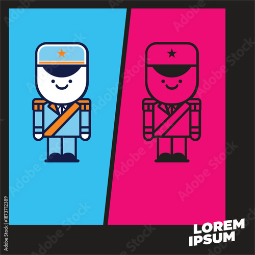 Cartoon character of marching band