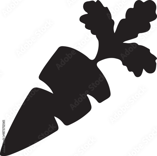 Black silhouette of a radish on transparent background vegetable root icon illustration graphic design isolated white food plant botany agriculture grocery market healthy organic simple