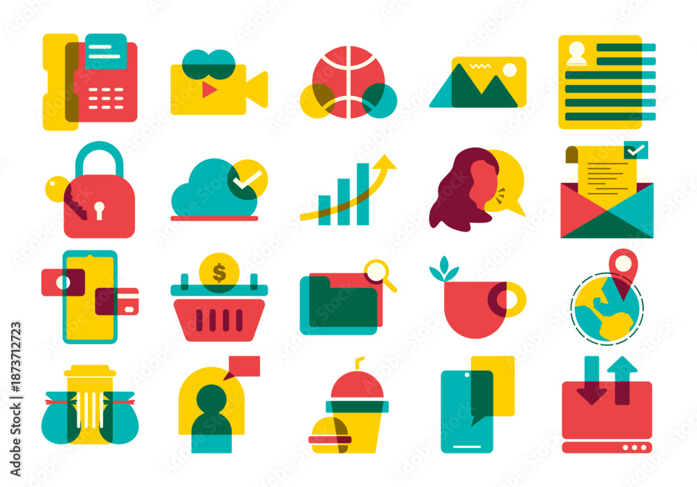 Obraz premium Flat Overlapping Icon Element