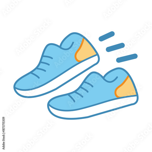 A pair of blue and orange athletic shoes representing fitness and morning jogs