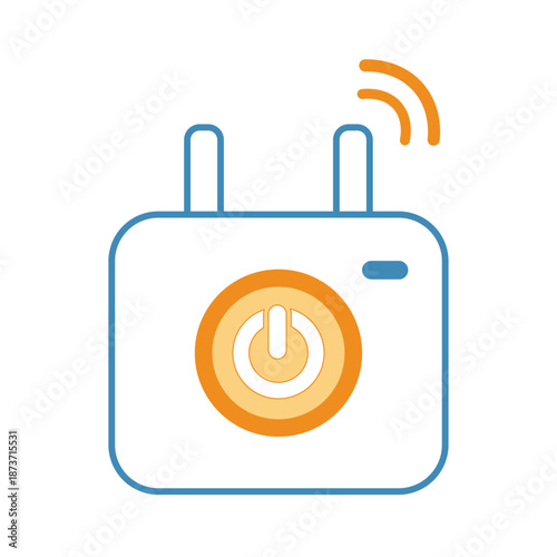 A network router with antennas and a Wi-Fi signal for home internet