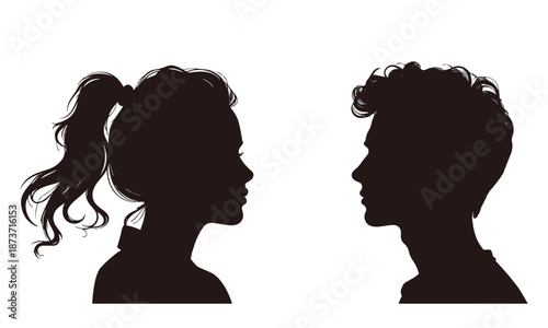 シルエット【見つめ合う男女】