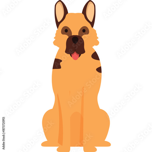 Cartoon German Shepherd Dog Sitting