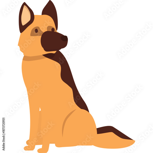 Cartoon German Shepherd Dog Sitting