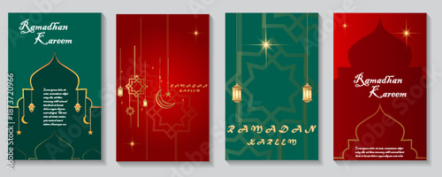 Ramadhan Kareem social media templates suitable for promotion and marketing. vector illusrtations