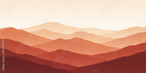 Blue mountain landscape at sunrise with fog and mist in the valley