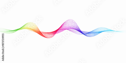 Abstract colorful background vector illustration featuring smooth rainbow waves and smoke swirls in a fluid motion design with blue and pink light curves on a textured flow pattern