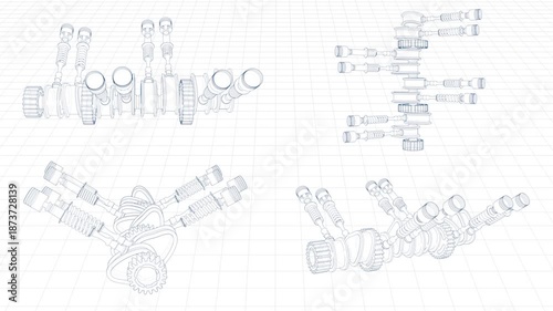 3d Sketch of an engine valve mechanism