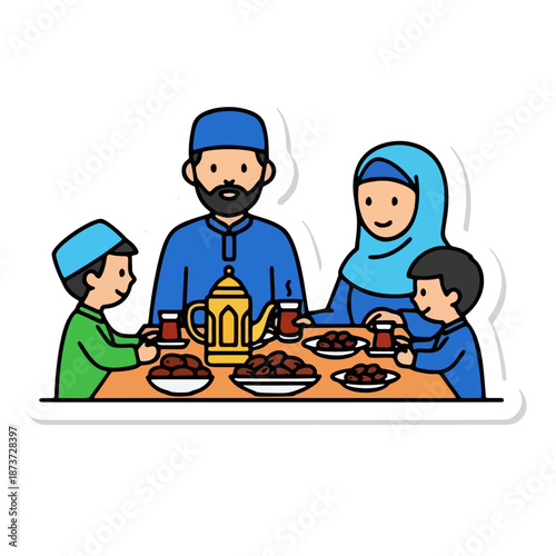 Ramadan Suhoor and Iftar Food Concept Illustration