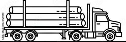 Logging Truck Timber Transport Illustration