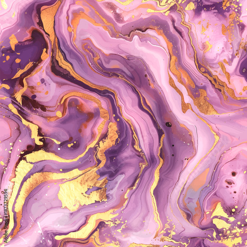 Luxurious Purple and Gold Marble Swirls