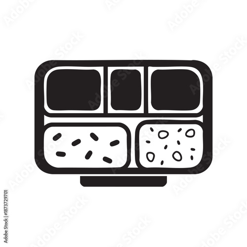 Japanese Bento Box Lunch Container with Compartments Silhouette