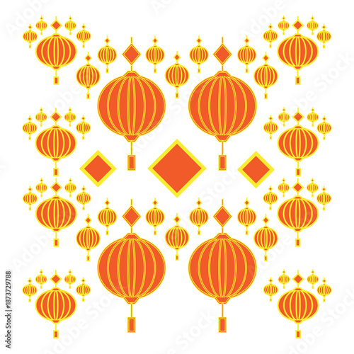 hanging Illustration background red  lanterns for new year chinese
