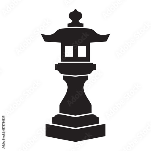 Traditional Japanese Stone Lantern Ishidoro Silhouette for Zen Garden and Landscape Design