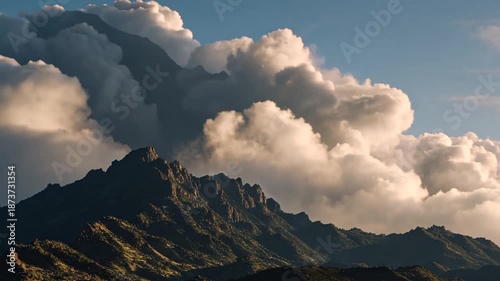 dramatic mountain landscape with clouds